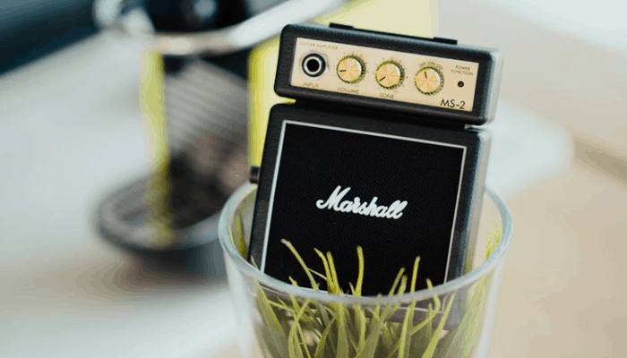 mini Amp on a plastic cup